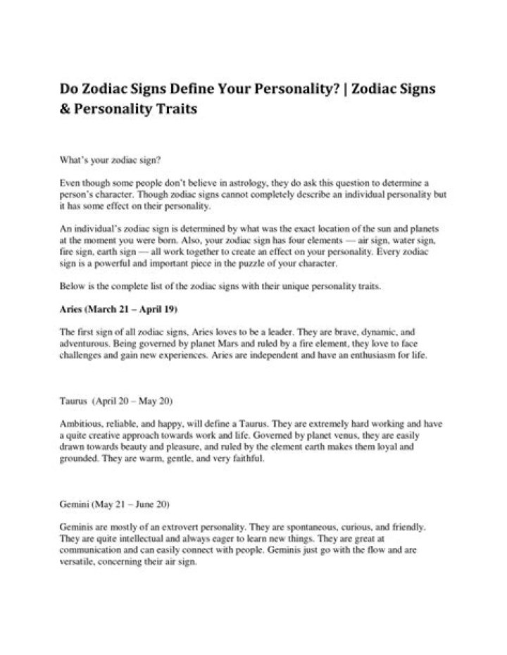 Do zodiac signs affect personality?