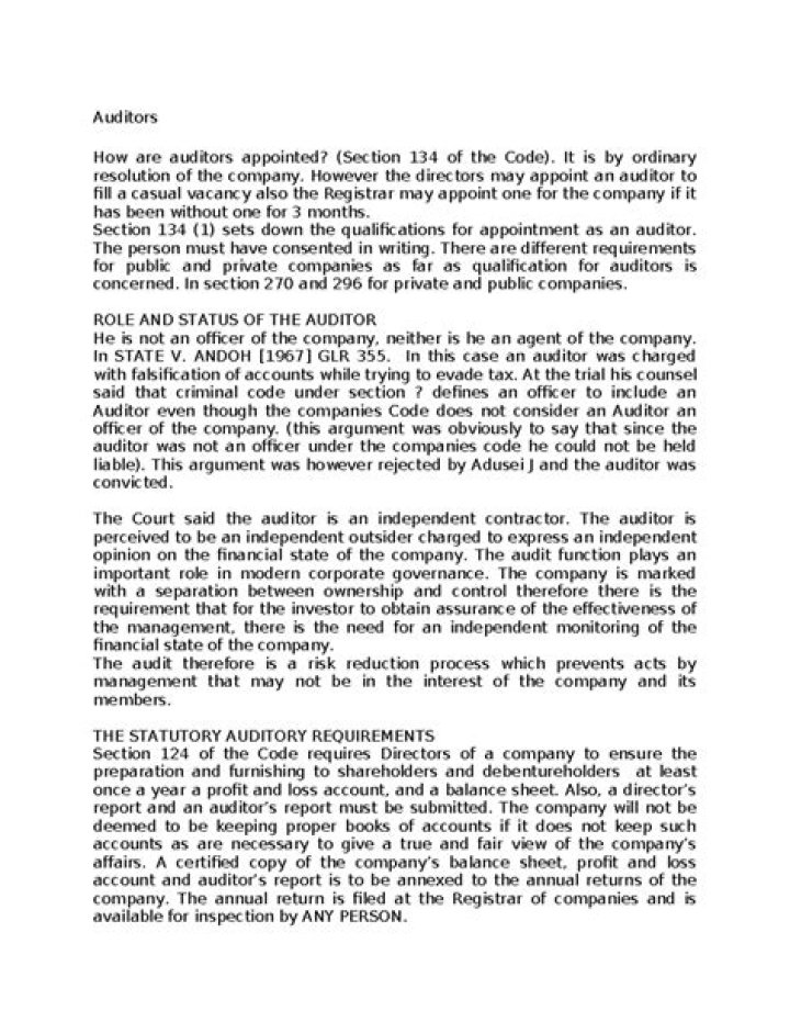 How are auditors appointed?