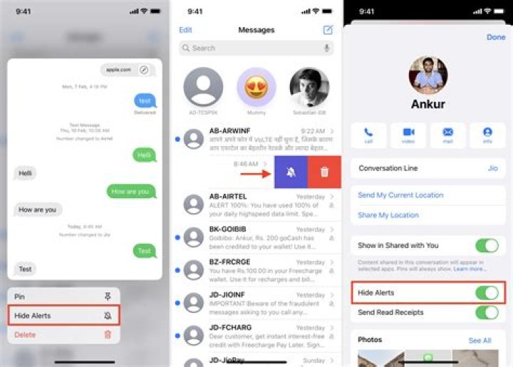 How do I hide messages on iPhone?