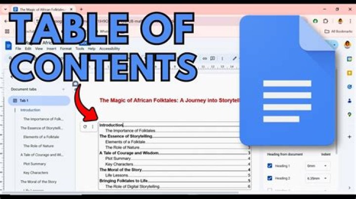 How do I update table of contents in Google Docs app?