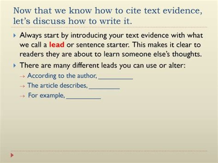 How do you use text evidence in a sentence?