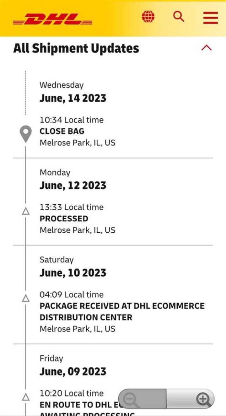 How long does it take DHL to update tracking?
