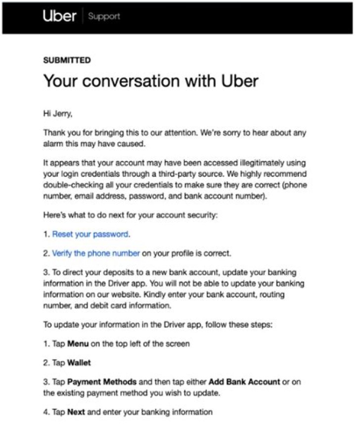 How long does it take Uber support to respond?