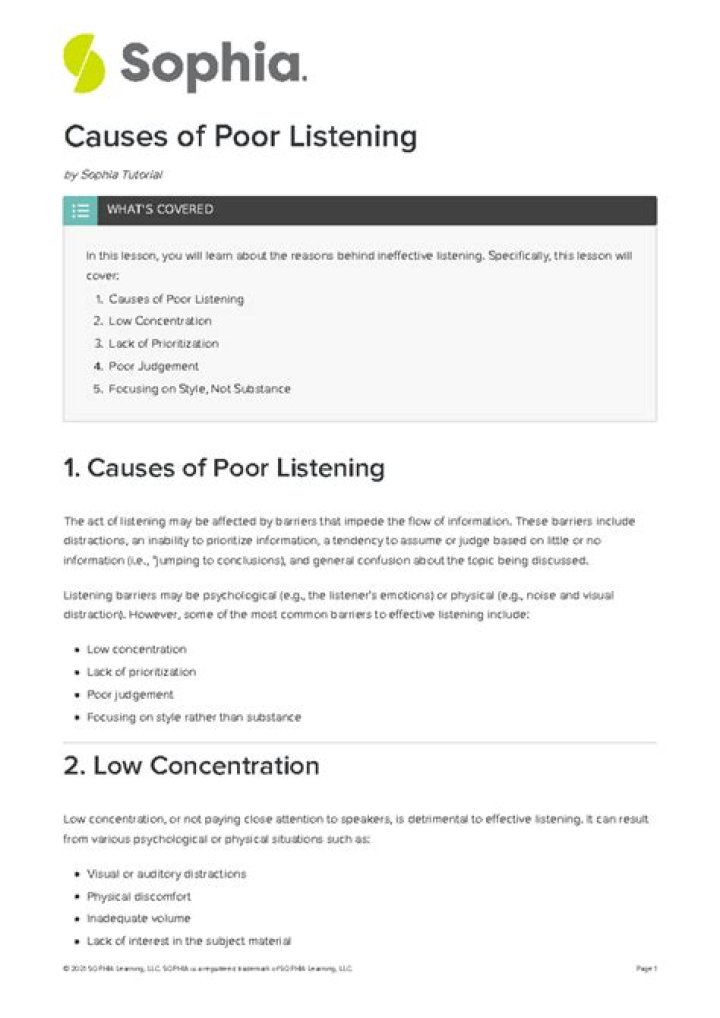 What are the four causes of poor listening?