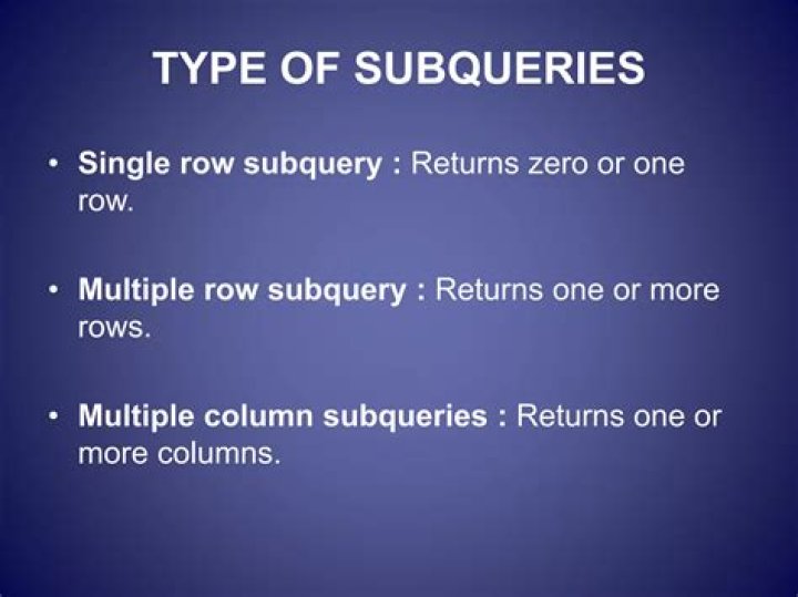 What are types of subqueries?