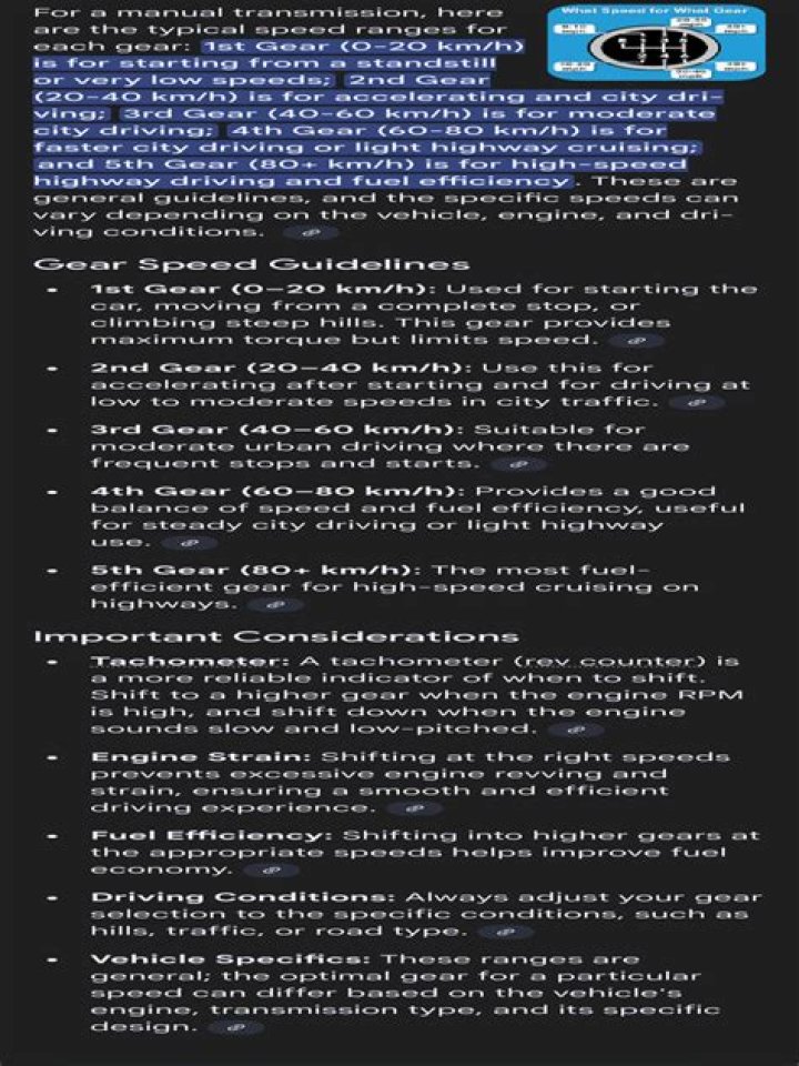 What gears for what speed?