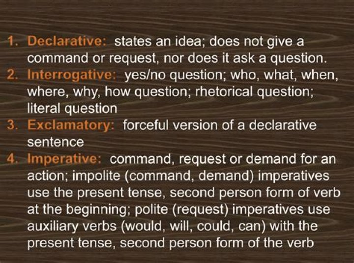 What is declarative imperative interrogative and exclamatory?
