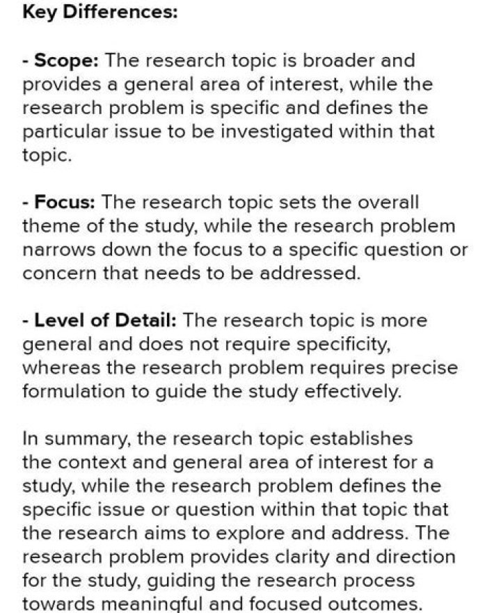 What is the difference between a research problem and research topic?