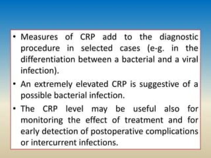 What level of CRP indicates bacterial infection?