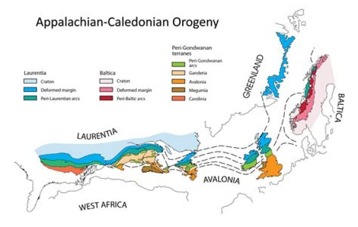 What mountains are associated with the Caledonian orogeny?