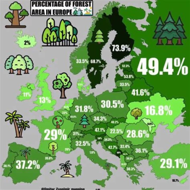 What percentage of Europe is forest?