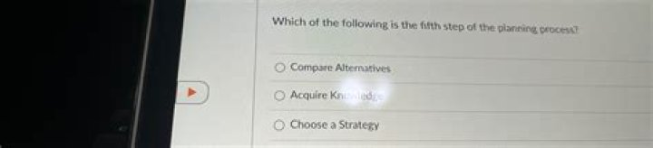 Which of the following is the fifth step of the planning process?