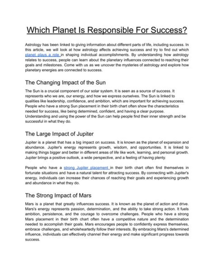 Which planet is responsible for success?